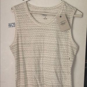 White tank top with dotted black stripes